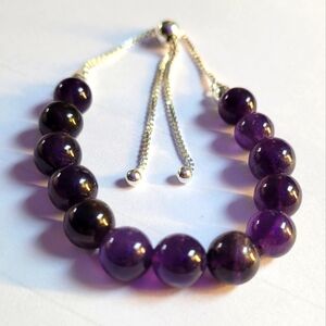 African amethyst beaded bolo bracelet in sterling silver 47.50ctw